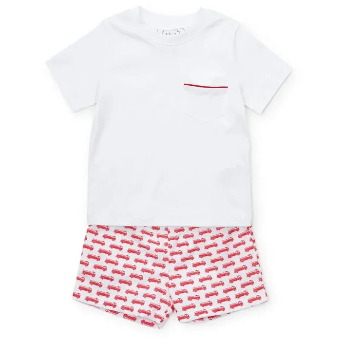 Hudson Boys’ Short Set – Fire Truck Red