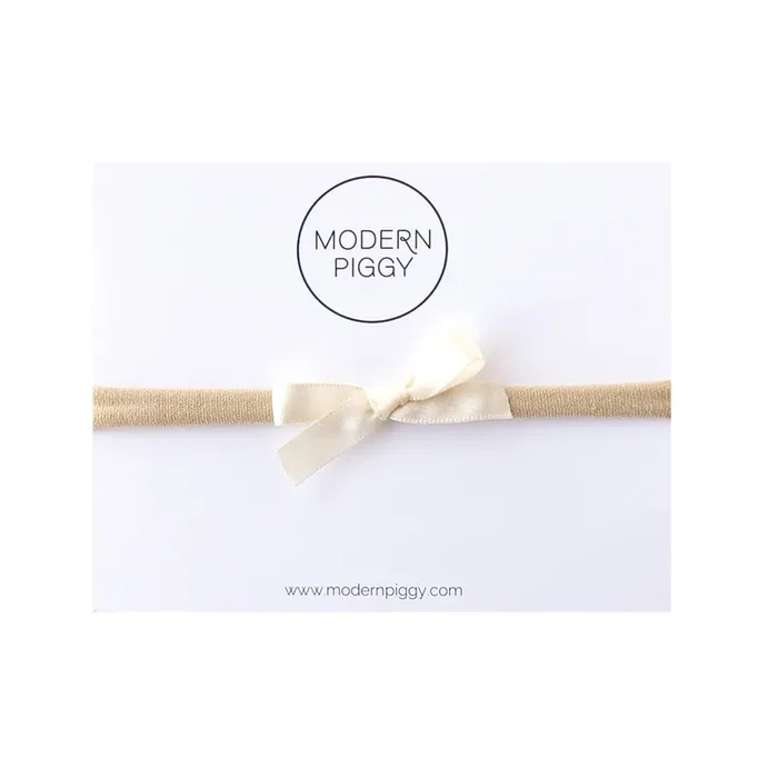 Ivory | Mini Ribbon Bow – Nylon Headband