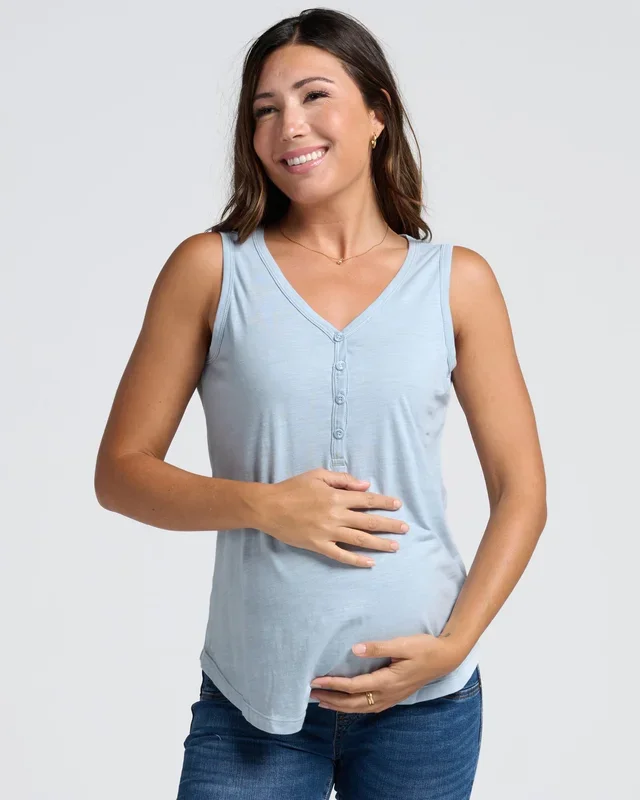 Ivy Maternity Cotton Singlet – Blue