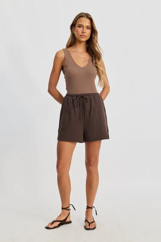 Ivy Waffle Lounge Short – Chocolate