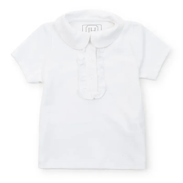 Jane Girls’ Pima Cotton Short Sleeve Polo Shirt – White