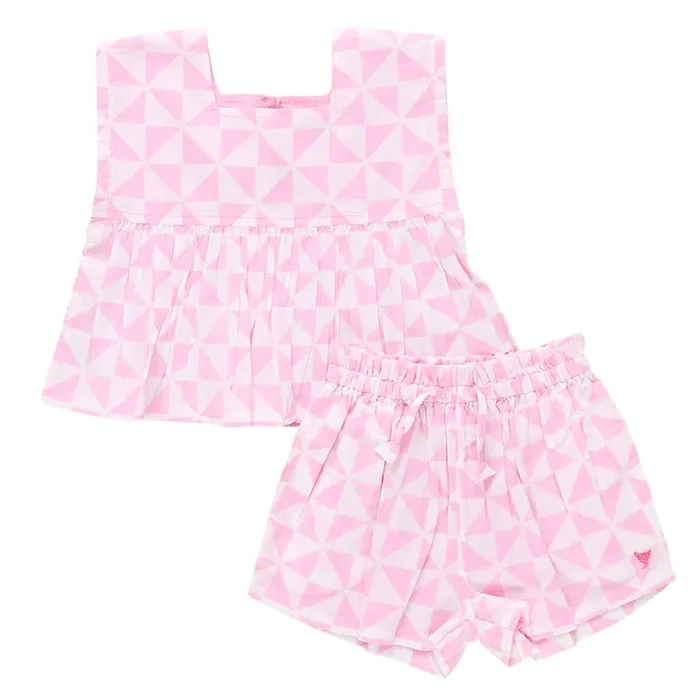Kamari Set | Pink Triangle Check