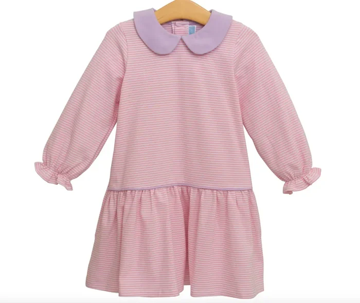 Katherine Dress | Light Pink Stripe + Lavender