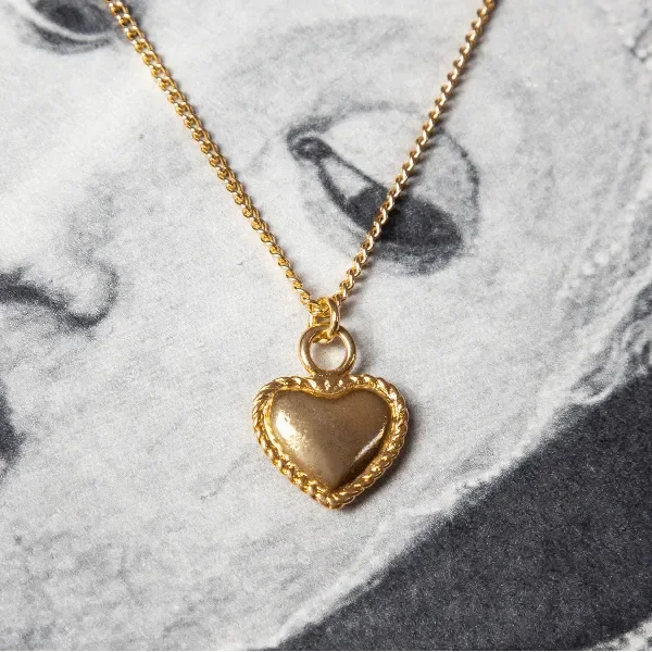 Kindred Objects- Vintage Heavy Gold Heart Charm Necklace