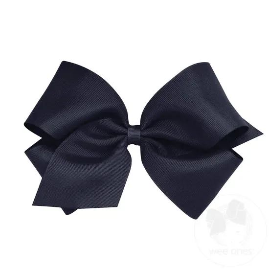 King Classic Grosgrain Hair Bow (Plain Wrap)- Navy