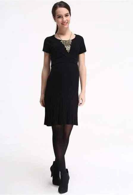 Knit Short Sleeved Rib Collar Dress