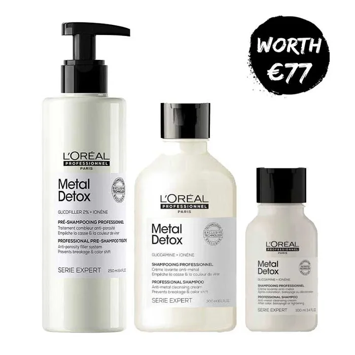 L’Oreal Professionnel Metal Detox Pre-Shampoo, Shampoo & Mini Shampoo Bundle
