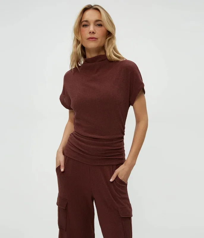 Lara Ribbed Mock Neck Top