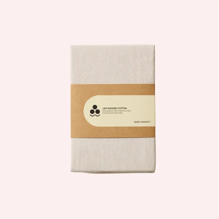 Leo Washed Cotton Fitted Sheet – Oatmeal Marle