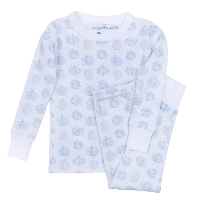 Light Blue Precious Pumpkins Long Pajamas