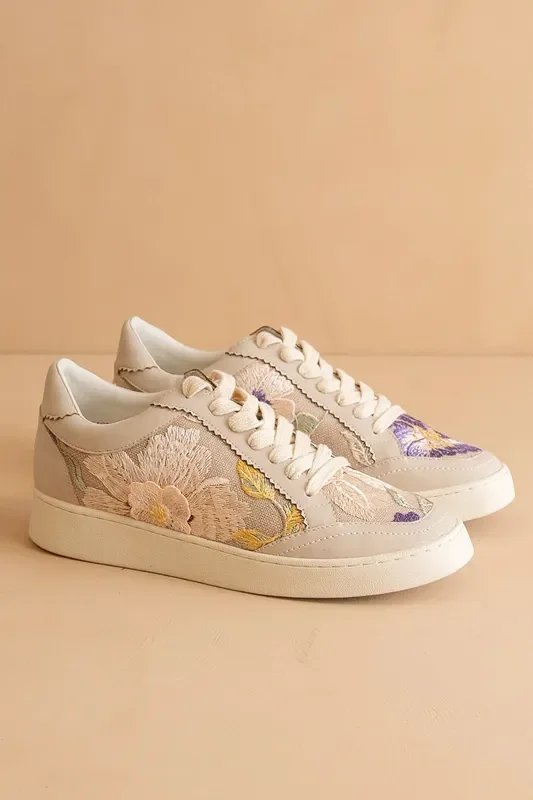 Light Grey Floral Applique Sneaker