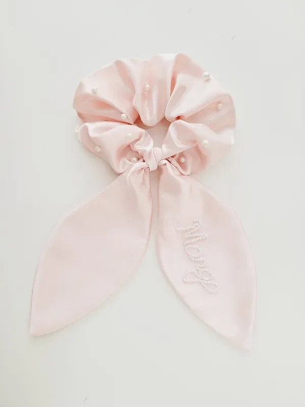 Light Pink Srunchie Name In Pearls