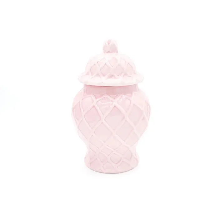 Light Pink Textured Ginger Jar- Small