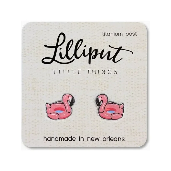 Lilliput Pink Flamingo Pool Floaty Earrings