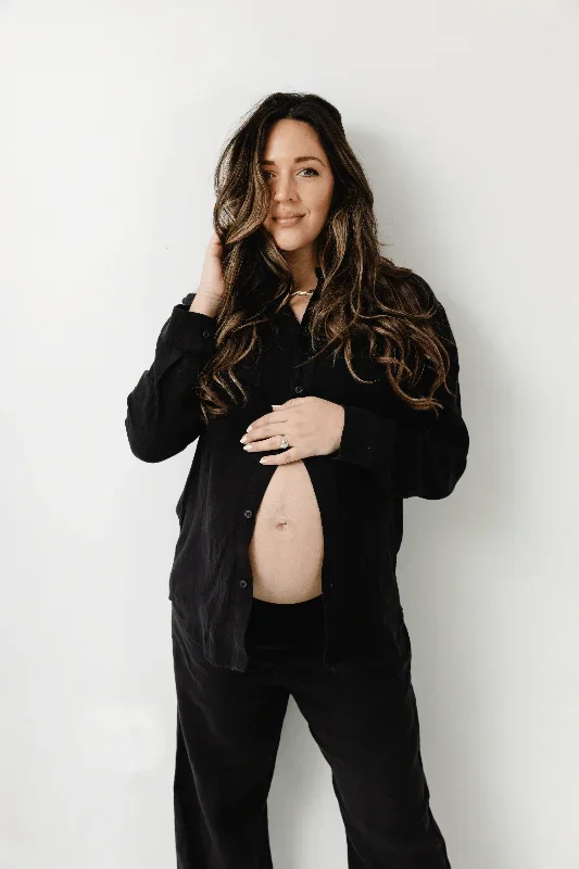 Linen Lounge Shirt – Black