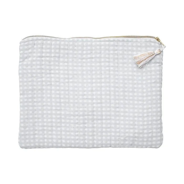 Linen Pouch | Grey Gingham