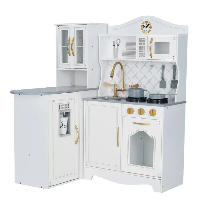 Little Chef Upper East Retro Play Kitchen With Effects, White