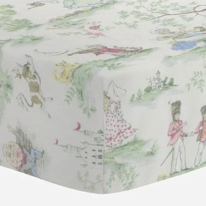 Liz and Roo Nursery Rhyme Toile Crib Sheet