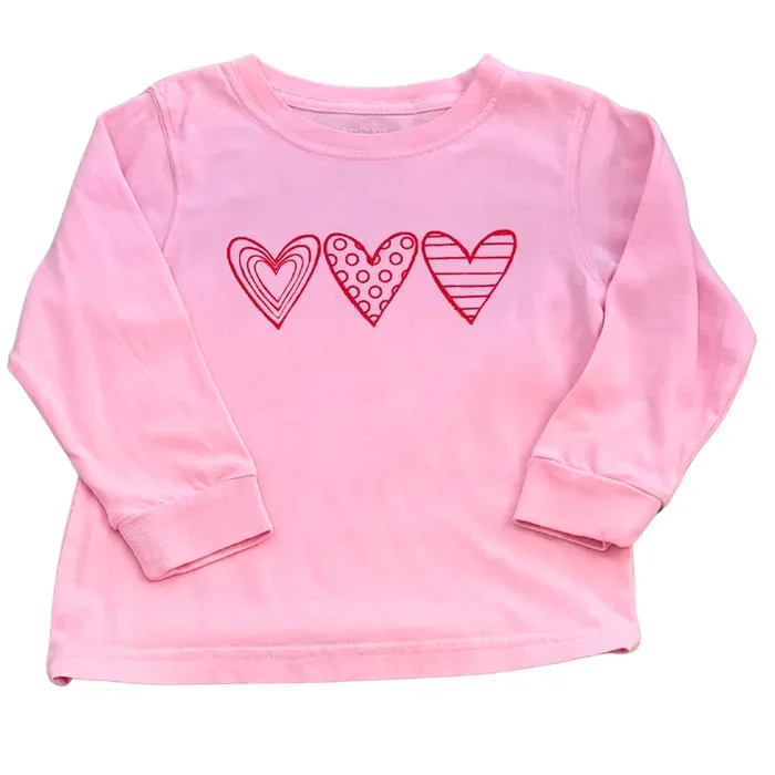Long-Sleeve Light Pink Hearts T-Shirt