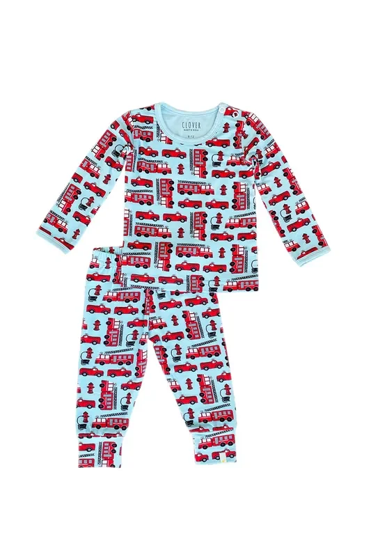 Long Sleeve Pajama Set – Fire Trucks