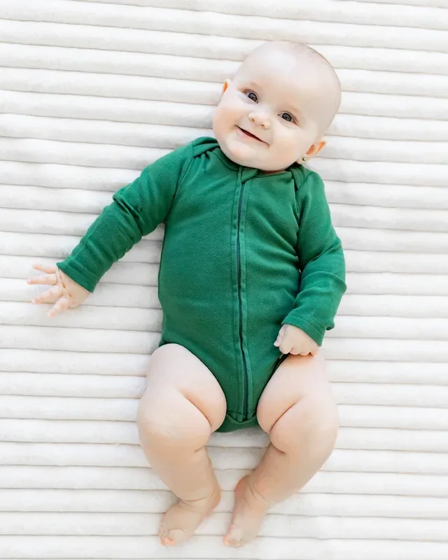 Long Sleeve Zipper Bodysuit In Hunter