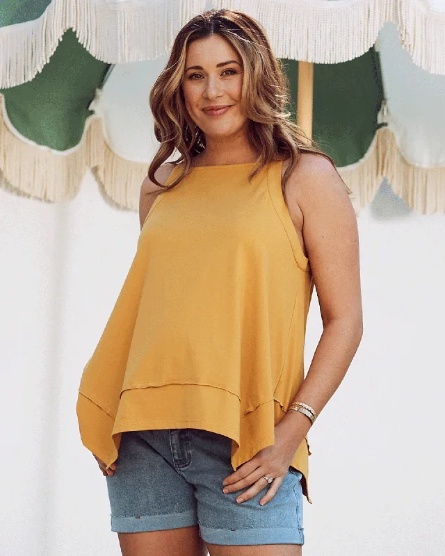 Luana Maternity Asymmetric Cotton Tee – Sunshine Yellow