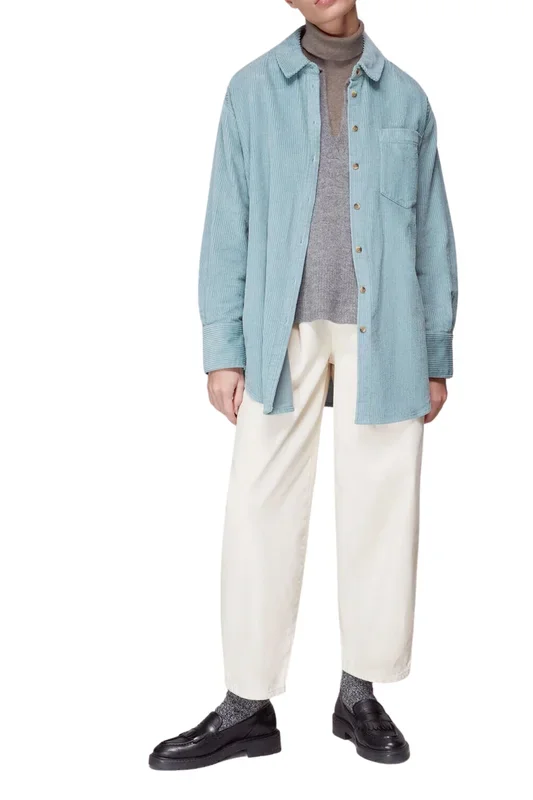 Lucie Corduroy Oversized Shirt Blue