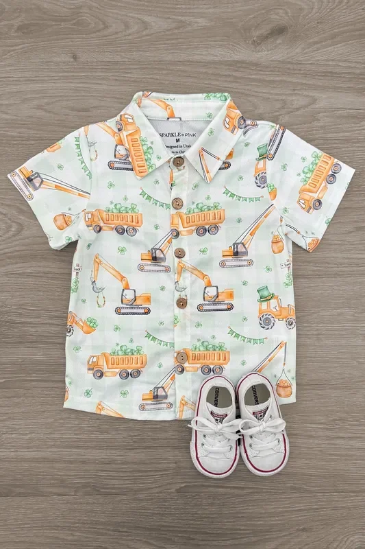 Lucky Tractor Button Down Top