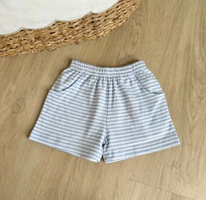 Luigi Kids Sky Blue Stripe Pocket Shorts