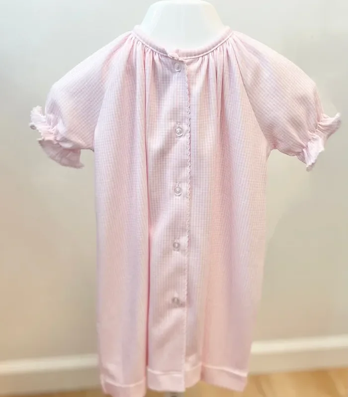 Lullaby Set Pink Mini Gingham Pima Daygown