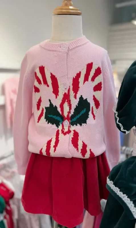 Lulu Bebe Pink Candy Cane Knit Sweater