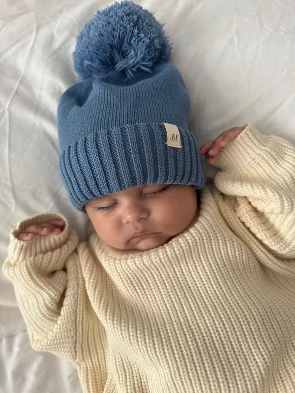 Luna + Luca Pom Beanie – Denim Blue