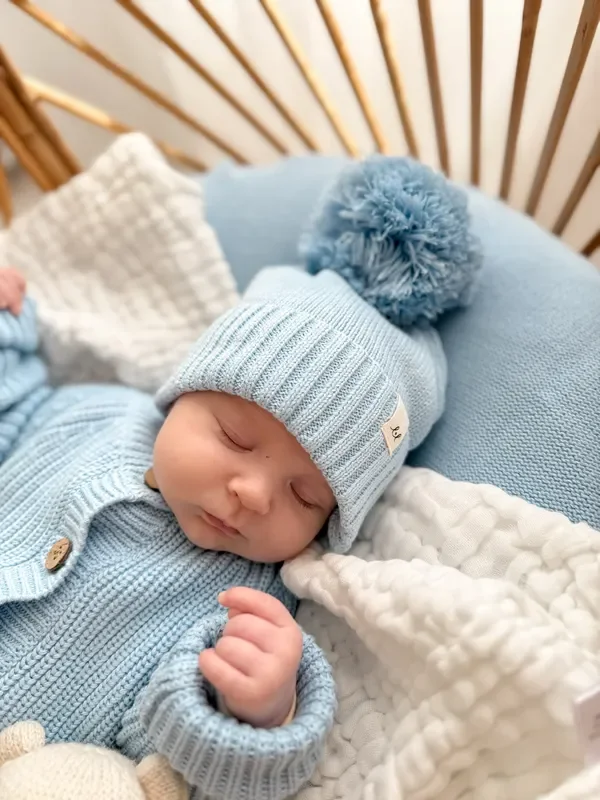 Luna + Luca Pom Beanie – Powder Blue