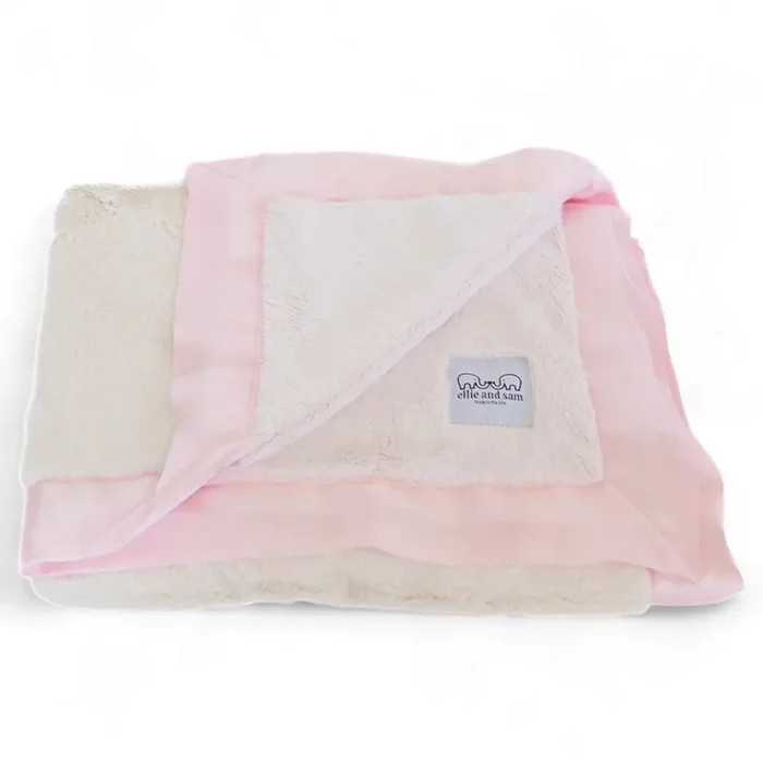 Luxury Duo Satin Border Blanket – Pink/ivory