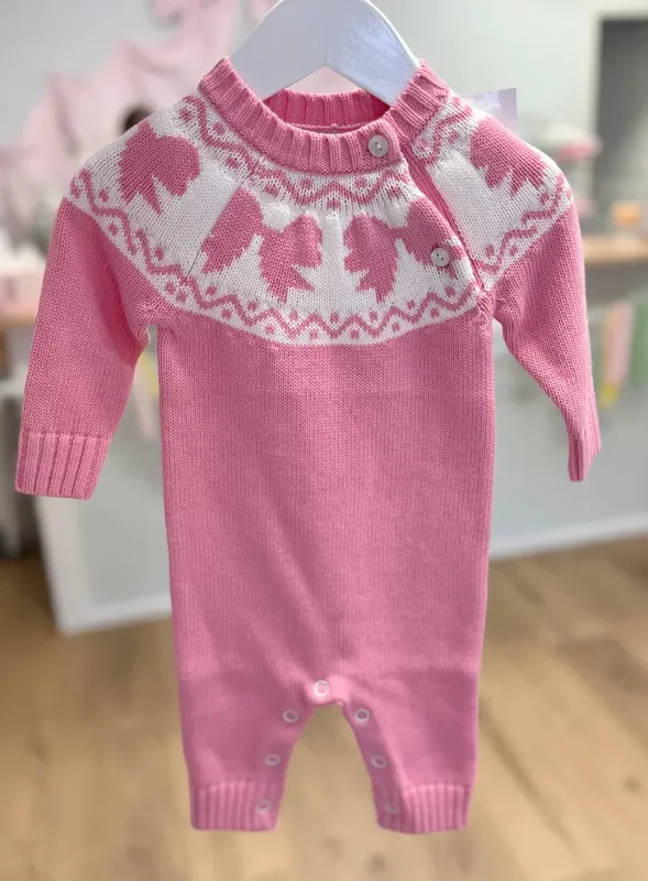 Maddie & Connor Pink Bow Sweater Romper