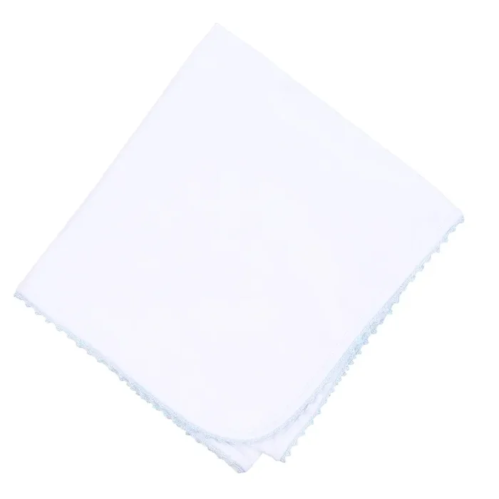 Magnolia Baby Baby Joy Crochet Trim Receiving Blanket- Blue