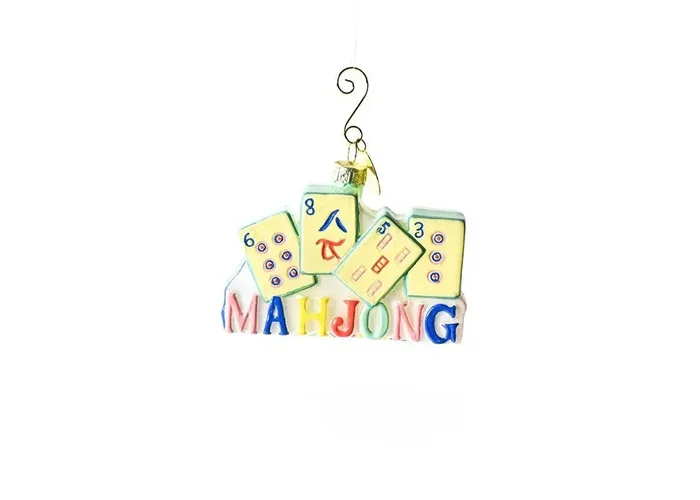 Mahjong Shaped Glass Ornament