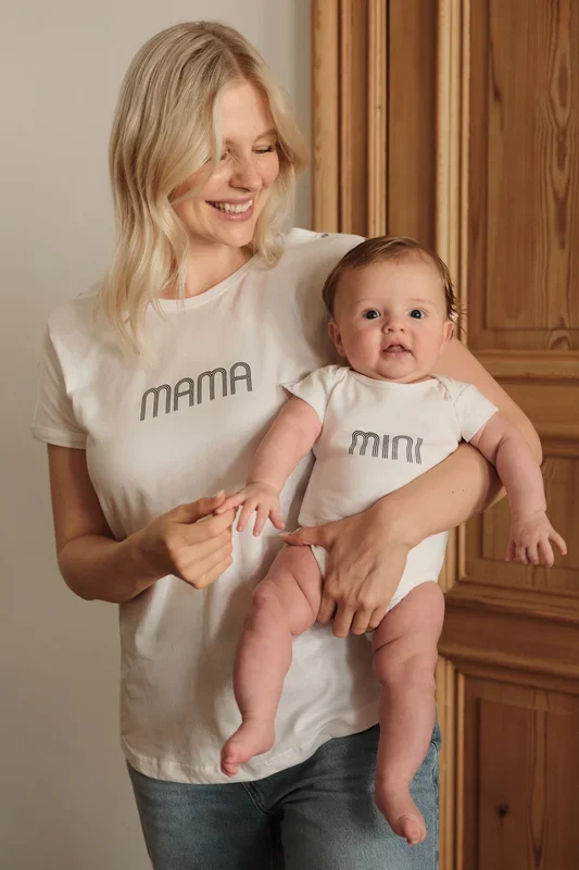 MAMA & MINI Organic Matching T-Shirt & Bodysuit Set White
