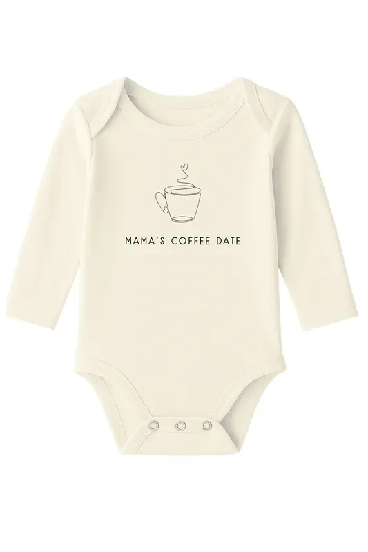 Mama’s Coffee Date Organic Cotton Baby Bodysuit Long Sleeve