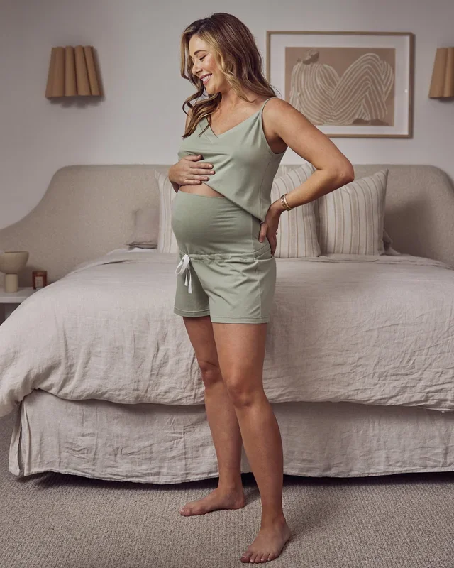 Marina 2-piece Maternity & Nursing PJ Set – Moss Green