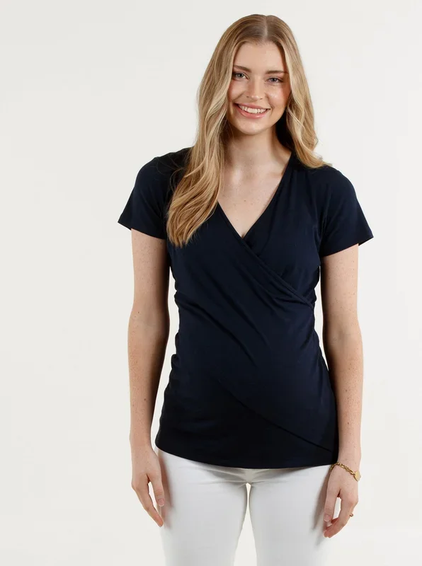 Maternity & Nursing Crossover Bamboo Short Sleeve Tee