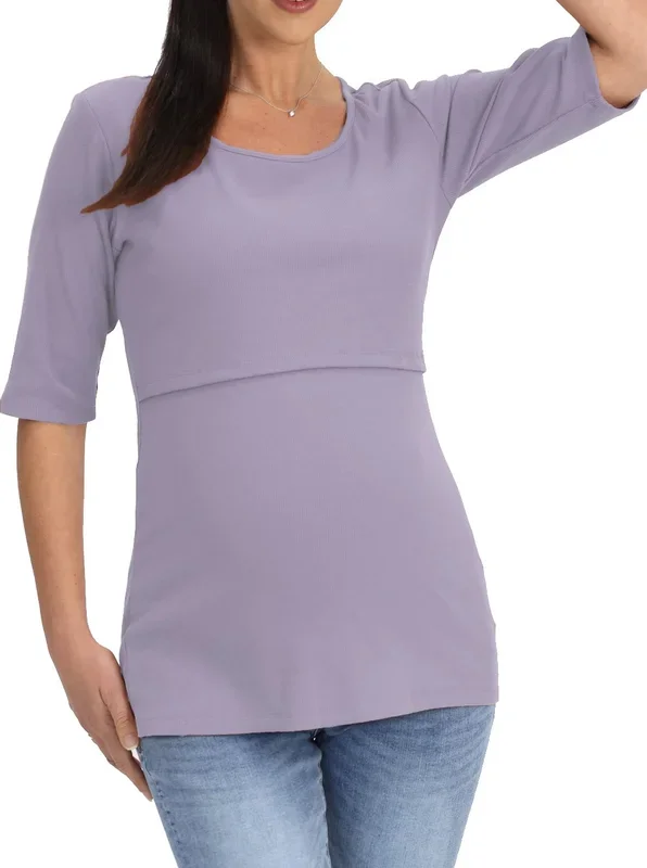 Maternity & Nursing Short Sleeve Top – Lavender