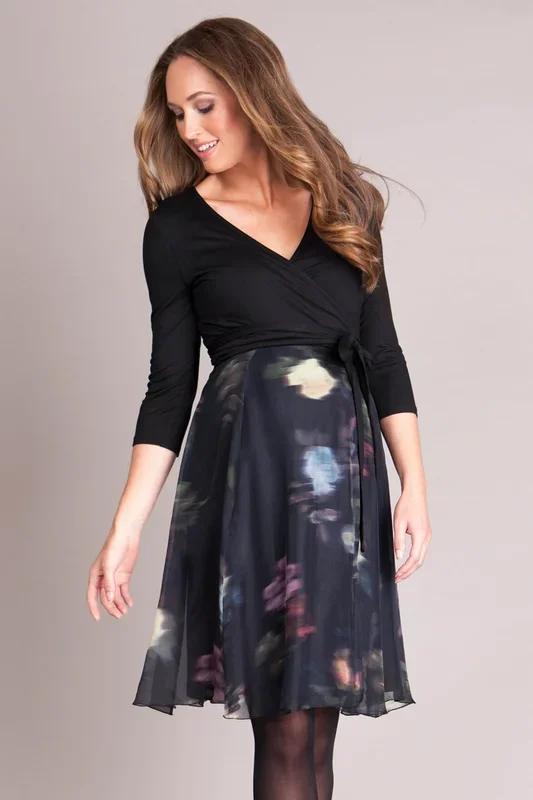Maternity and nursing dress with short floral skirt