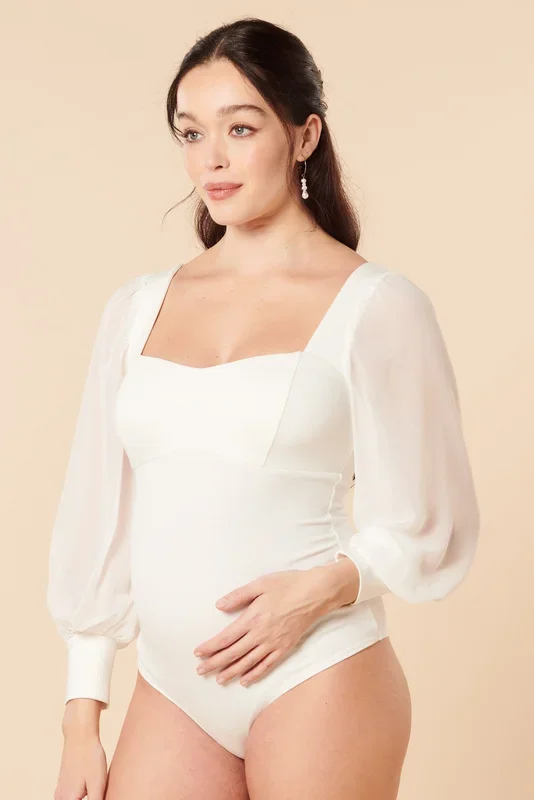 Maternity bodysuit with heart-shaped neckline