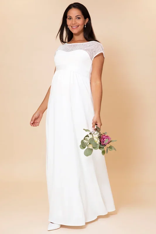 Maternity bridal gown with Snow White detail