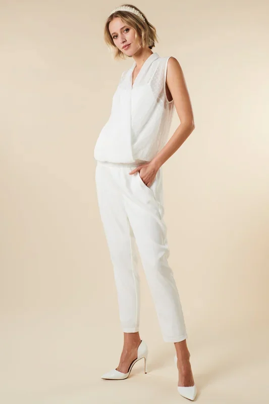 Maternity bridal jumpsuit with nursing opening