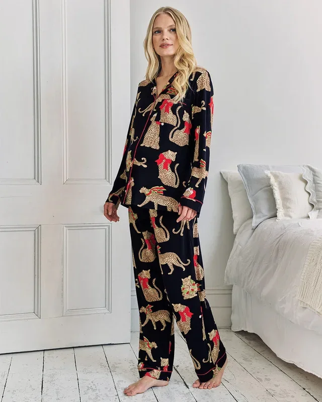 Maternity Christmas Leopard Print Pyjama Set