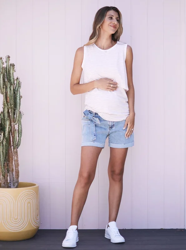 Maternity Denim Shorts – Washed Blue