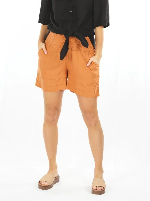 Maternity Linen Summer Shorts in Orange
