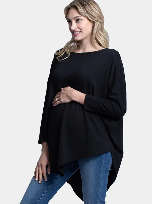 Maternity Loose Fit Oversize Tee – Black